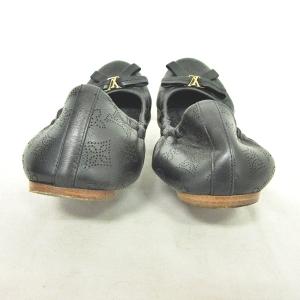 LOUIS VUITTON マヒナ フラットシューズ LVロゴ 38 ブラック