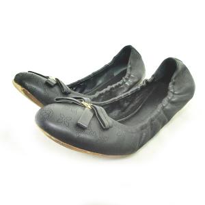 マヒナ フラットシューズ LVロゴ 38 ブラック