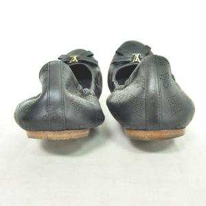 LOUIS VUITTON マヒナ フラットシューズ LVロゴ 38 ブラック