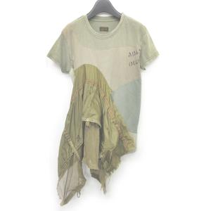 KOUNTRY カットソー Tシャツ 変形 切替 装飾 天竺 半袖 カーキ グリーン 系 1 S