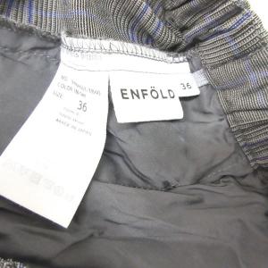 ENFOLD 18AW ワイドパンツ ウール グレンチェック 灰 グレー 系 36