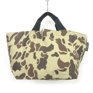 トートバッグ ハンドバッグ 舟形 迷彩 カモフラ柄 ナイロン キャンバス カーキ 系