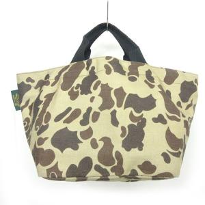 Hervé Chapelier トートバッグ ハンドバッグ 舟形 迷彩 カモフラ柄 ナイロン キャンバス カーキ 系