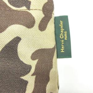 Hervé Chapelier トートバッグ ハンドバッグ 舟形 迷彩 カモフラ柄 ナイロン キャンバス カーキ 系
