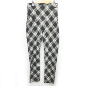チェックウールパンツ 変形デザイン ストレッチ ブラック