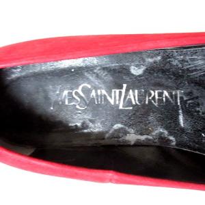 YVES SAINT LAURENT ヴィンテージ スエード ロゴ ローファー 35 レッド