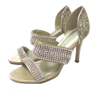 サンダル ハイヒール ラインストーン グリッター ゴールド 37