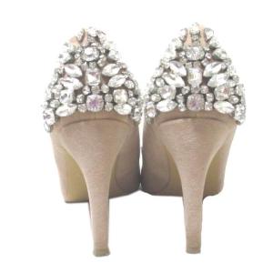 GRACE CONTINENTAL スエードビジューハイヒールパンプス ベージュ