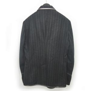 ISAMU KATAYAMA BACKLASH テーラードジャケット ブレザー カシミヤ混 ウール ストライプ ワッペン 総裏 3B 本切羽 黒 ブラック 系 M