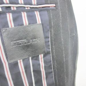 ISAMU KATAYAMA BACKLASH テーラードジャケット ブレザー カシミヤ混 ウール ストライプ ワッペン 総裏 3B 本切羽 黒 ブラック 系 M