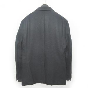 HERMES ウールフラノ ラムレザー SUPER120s テーラードジャケット2B 50 黒