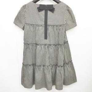 M'S GRACY 近年モデル ワンピース チェック フリル ギャザー 半袖 ベージュ 系 38