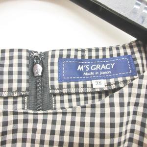 M'S GRACY 近年モデル ワンピース チェック フリル ギャザー 半袖 ベージュ 系 38