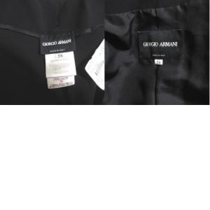 GIORGIO ARMANI パンツスーツ シルク 黒 ブラック リボン ノーカラー ジャケット 1B スラックス 36 
