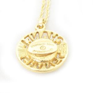 CHANEL ヴィンテージ ロゴ フェイクパール ネックレス ペンダント チェーン ゴールド