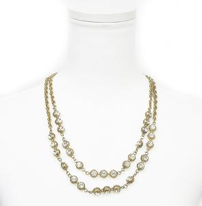 CHANEL ヴィンテージ 1982 オールド チェーンネックレス ボール ラインストーン ゴールド