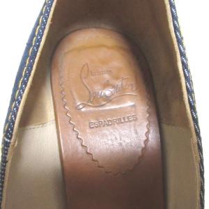 Christian Louboutin サンダル ウェッジソール オープントゥ デニム39 ネイビー 