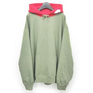Supreme 21FW Contrast Hooded Sweatshirt コントラスト 切替 XL カーキ レッド