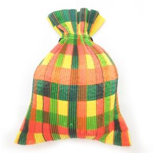 リュックサック プリーツ加工 チェック マルチカラー