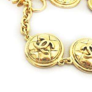 CHANEL ヴィンテージ マトラッセ ココマーク ブレスレット チェーン GP 5 ラウンド ゴールド