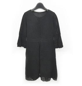 近年モデル ロング カーディガン レース 五分袖 40 ブラック