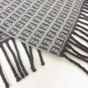 FENDI ズッカ柄 マフラー ウール フリンジ グレー ブラック