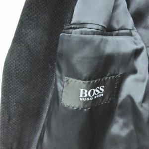 HUGO BOSS ベロアテーラードジャケット ブレザー コットン 総裏 ブラック ECR12 0119