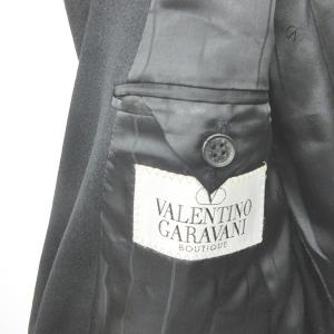 VALENTINO GARAVANI ヴィンテージ カシミヤ100% チェスターコート ジャケット 裏地 ロゴ柄 ダブル 黒 ブラック 52 ECR12 1210