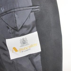 Aquascutum テーラードジャケット ブレザー 紺ブレ ウール 金ボタン ダブル 総裏 黒 紺 系 9 ECR12 1226