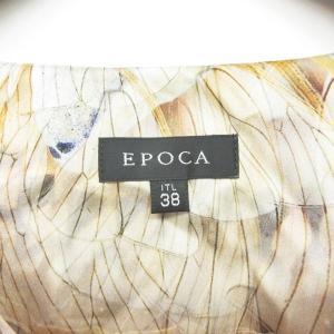 EPOCA 美品 シルクワンピース 転写プリント 総柄 蝶 長袖 38 マルチカラー