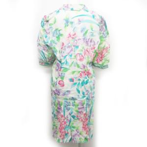 LEONARD セットアップ リネン 麻 ジャケット 膝丈 スカート 花柄 白 マルチカラー 11 0109 ECR12