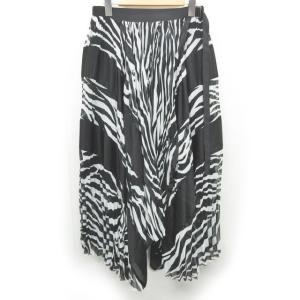 20年製 21-05649 ラップスカート プリーツ ゼブラ柄 変形 1 ブラック