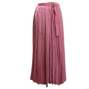 19AW ロングスカート プリーツ マキシ丈 ラップ巻き風 ピンク 36