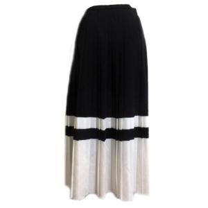 Diagram 18AW ロングスカート マキシ丈 トリアセ切替プリーツスカート バイカラー ブラック ホワイト 38