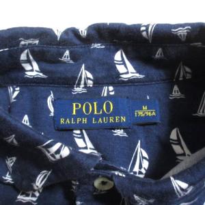 POLO RALPH LAUREN ポロシャツ ヨット柄 ポニー ワンポイント 半袖 ネイビー