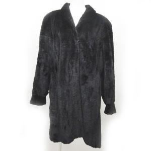 銀サガ ROTINY シェアードミンク ファー コート ジャケット ロング 毛皮 総柄 黒 F