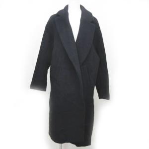 18AW 300BA230-1640 ダブル ビーバー スリット コート ジャケット ロング 前開き ウール ネイビー