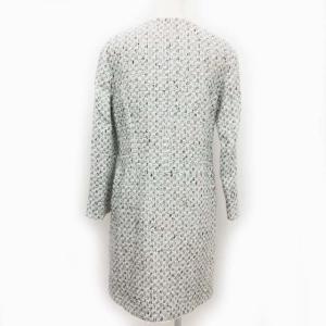 René 美品 TISSUE フランス製生地 ツイード ワンピース ビジューボタン 36 0116 ECR13