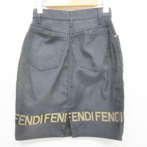 FENDI ロゴタイトスカート 38 チャコールグレー 