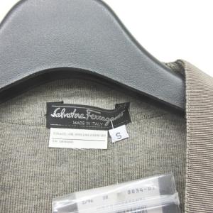 Salvatore Ferragamo ロングカーディガン ウール ロゴ ボタン アシンメトリー S グレー