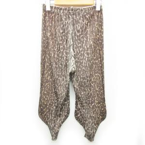 PLEATS PLEASE ISSEY MIYAKE イッセイミヤケ サルエルパンツ クロップドパンツ 総柄 プリント 裾絞り ブラウン 0115