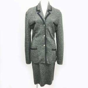 セットアップ スカートスーツ ニット ウール グレー XS