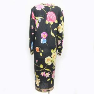 LEONARD FASHION ワンピース 花柄 シルク混 M ブラック
