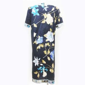 LEONARD FASHION ワンピース 花柄 L ネイビー