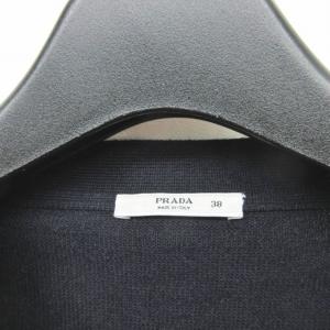 PRADA ニットカーディガン カットソー ウール 長袖 ネイビー 38 ECR13 0127