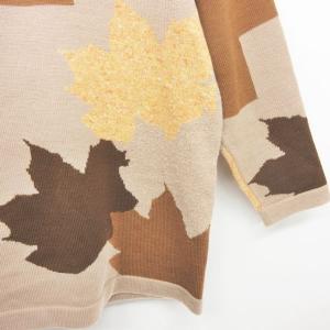 Christian Dior ヴィンテージ ニット セーター カットソー 長袖 ボタニカル柄 ベージュ