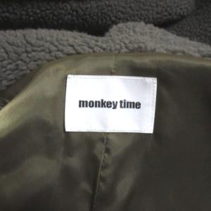 MONKEY TIME ボアフードジャケット ブルゾン 8325199-0411 ジップアップ カーキ S X