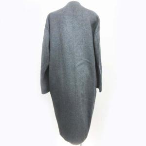 ENFOLD ダブルフェイス ノーカラー コート ジャケット 前開き ウール グレー 38 0210