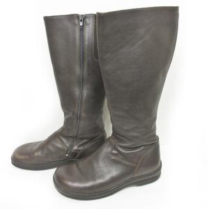 BIRKENSTOCK FOOTPRINTS ロングブーツ シューズ レザー サイドジップ ブラウン 38 0226