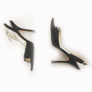 JIMMY CHOO サンダル ピンヒール ビジュー バックストラップ サテン 23cm ブラック